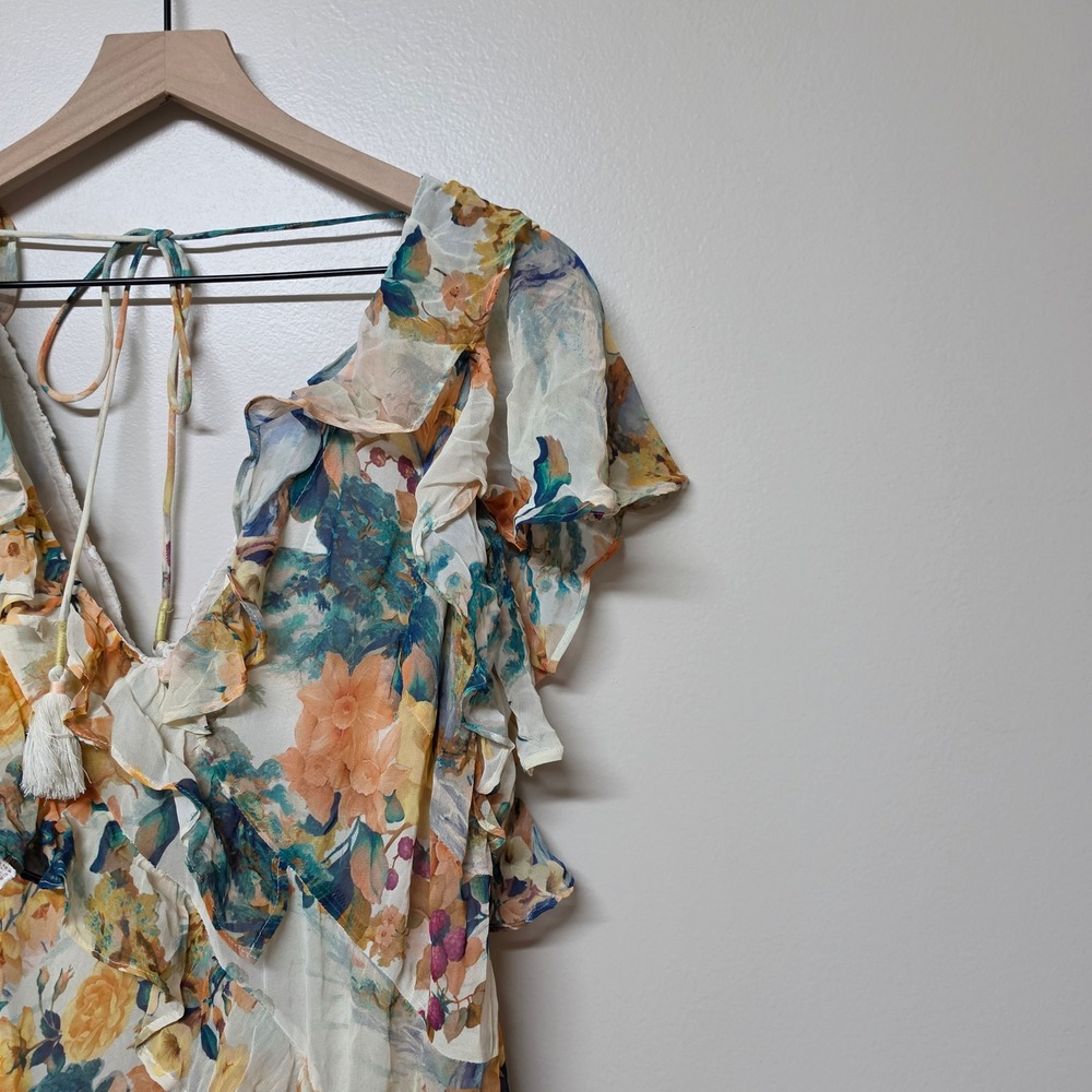 Anthropologie Ruffled Lace High-Low Floral Dress Ivory Comb 16W Plus NWT Boho - Picture 10 of 13